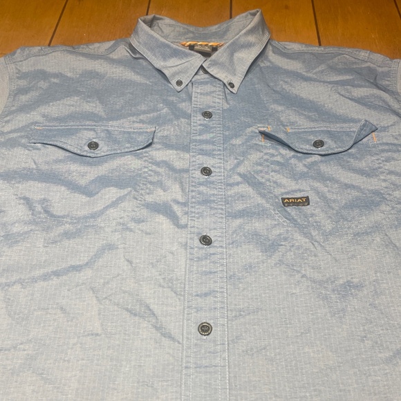Ariat Rebar Made Tough VenTEK Dura Stretch Work Shirt XL Color Blue MINT!!! - Picture 4 of 16
